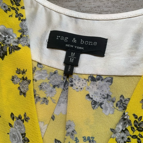 Rag and Bone Yellow Floral Silk Blouse - Picture 4 of 4